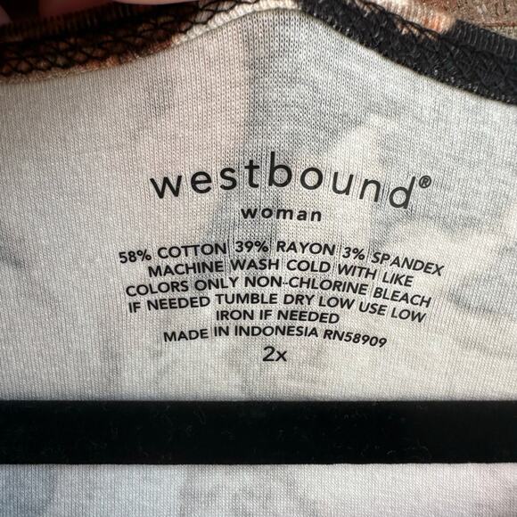 Westbound Woman Long sleeve Floral Black Blouse Size 2X - Picture 3 of 3